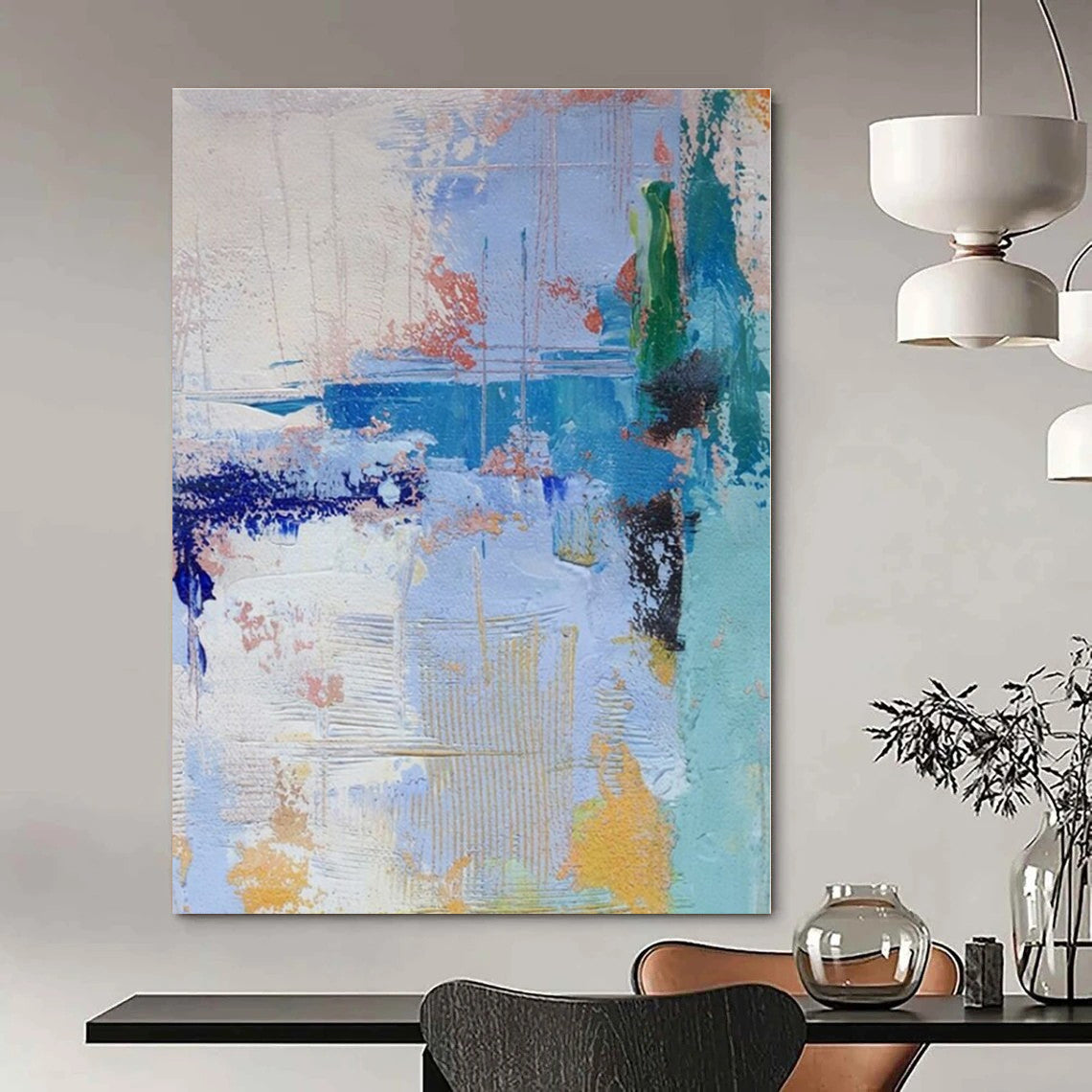 Blue - based Colorful Abstract - Abstract Expressionist Acrylic Painting CT1386