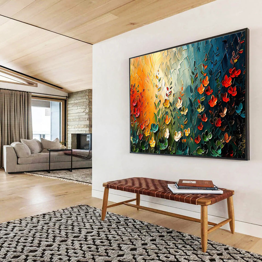 Colorful Floral Field Painting On Canvas DKH687