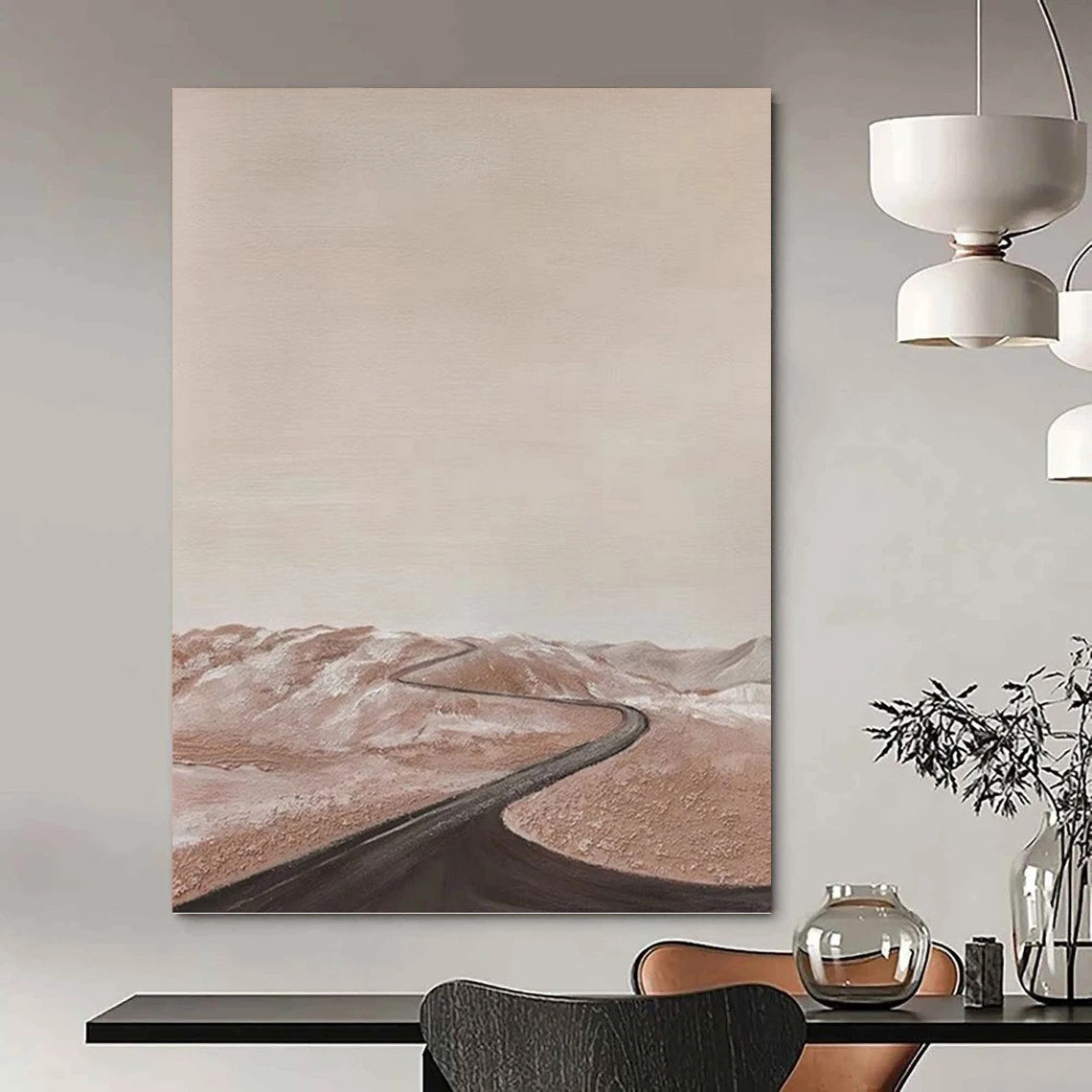“Minimalist Desert Road Landscape” - Serene Landscape Painting On Canvas DKH1123
