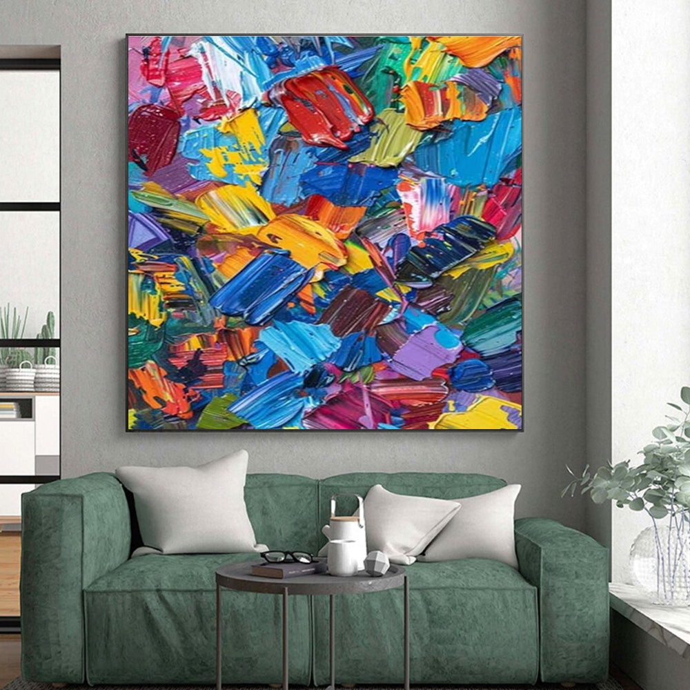 “Vibrant Color Bursts, Textured Dabs” - “Color Carnival”,Abstract Impasto Painting CT0685
