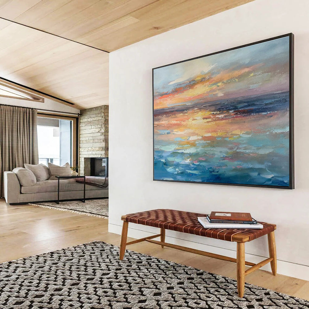 Colorful Sunset and Ocean “Dreamy Coastal Twilight” Painting On Canvas DKH119