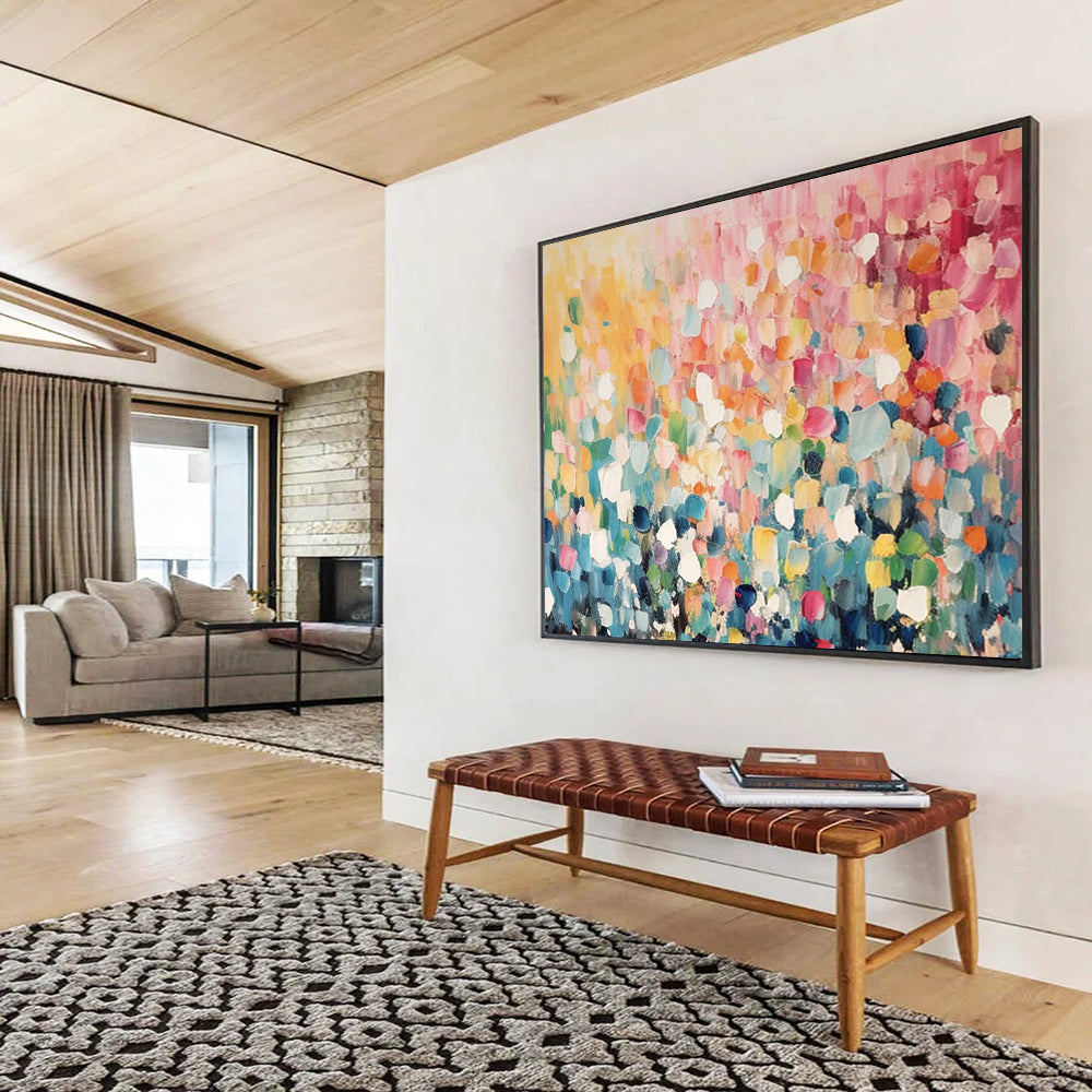 “Colorful Dot Abstraction” Pointillism - inspired Painting On Canvas DLZ161