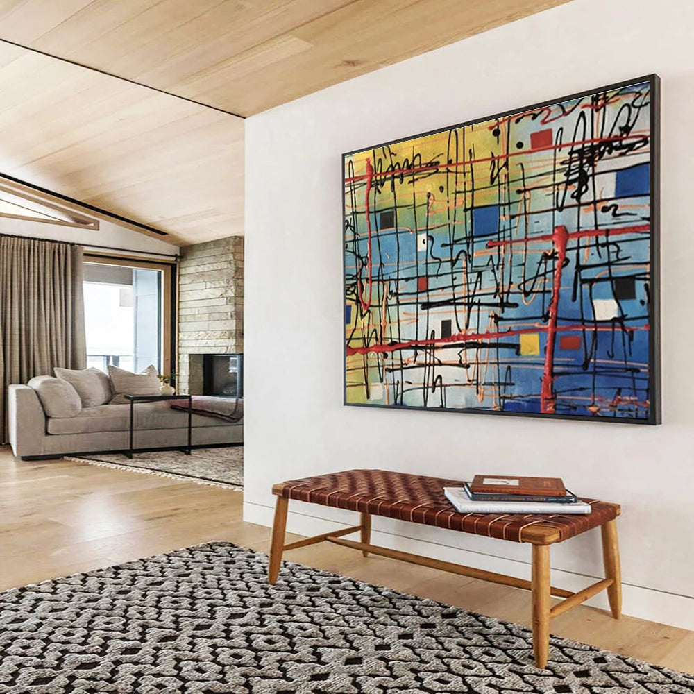 “Colorful Grid Abstract” - Dynamic Abstract Painting On Canvas DKH842