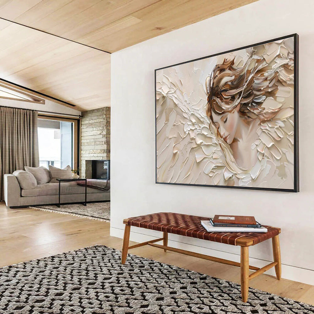 “Textured Angelic Figure” Impasto Portrait Painting On Canvas DKH454