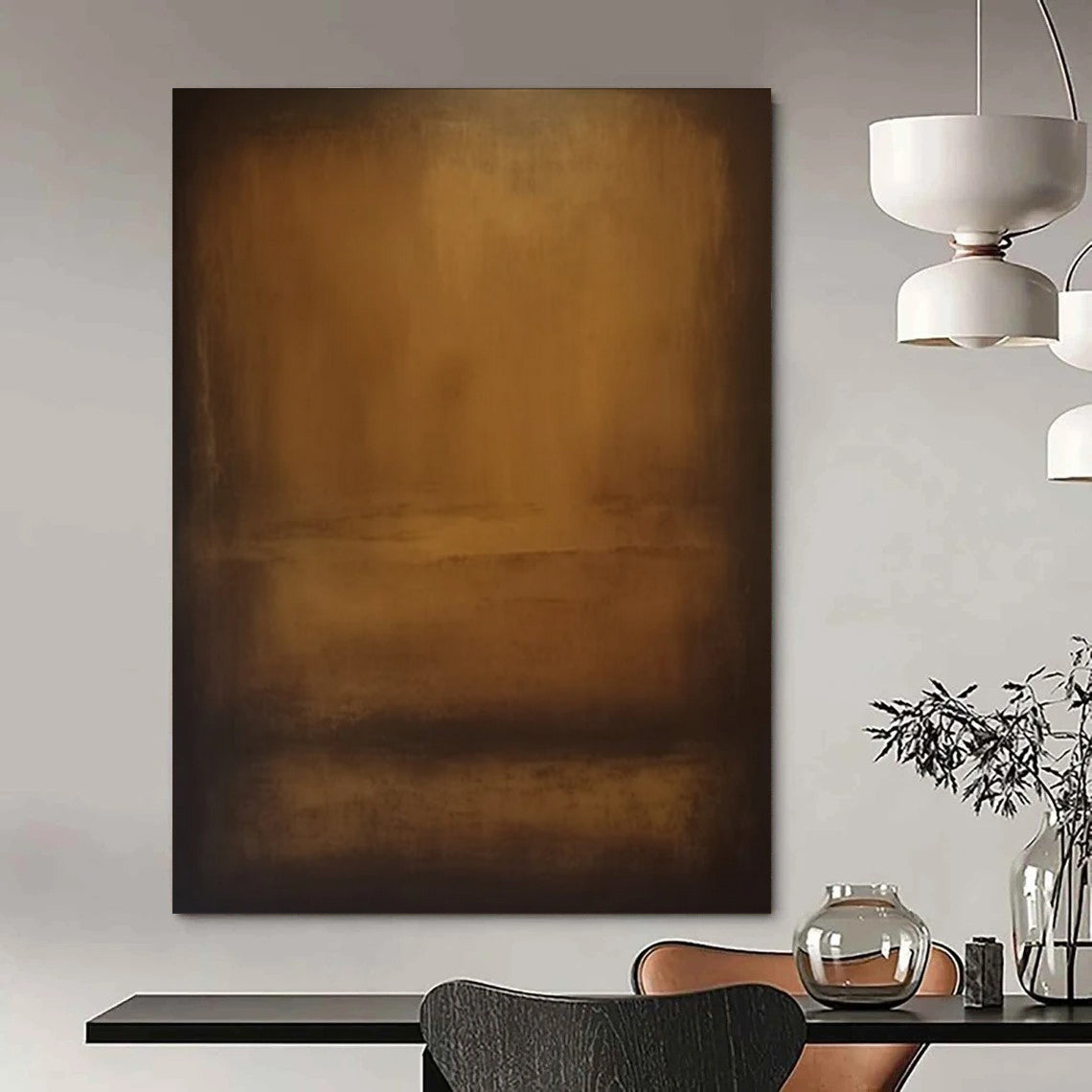 “Brown, Black Gradient ‘Warm Mystery’” - Impasto Abstract Painting On Canvas DTP372