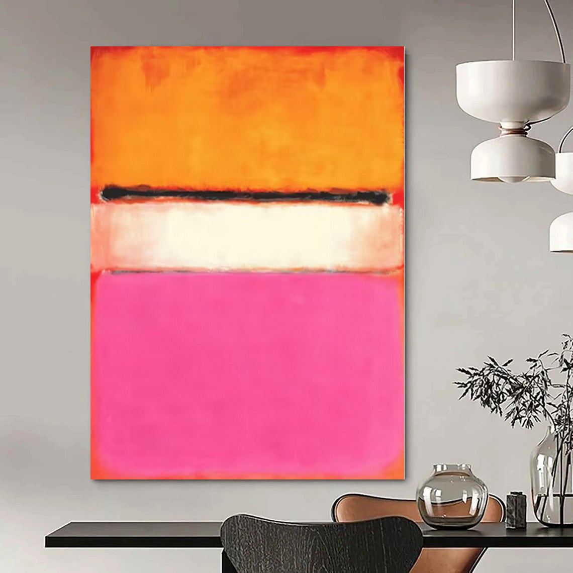 “Color Block Harmony (Orange - Pink - White)” – Color Field Painting CT1184