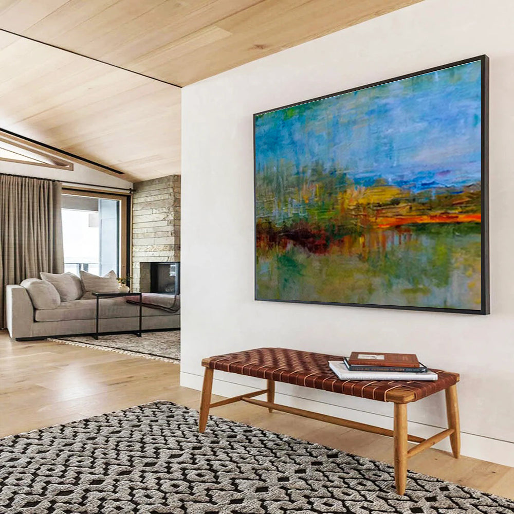 “Colorful Abstract Landscape” Abstract Post - Impressionist Painting On Canvas DKH390