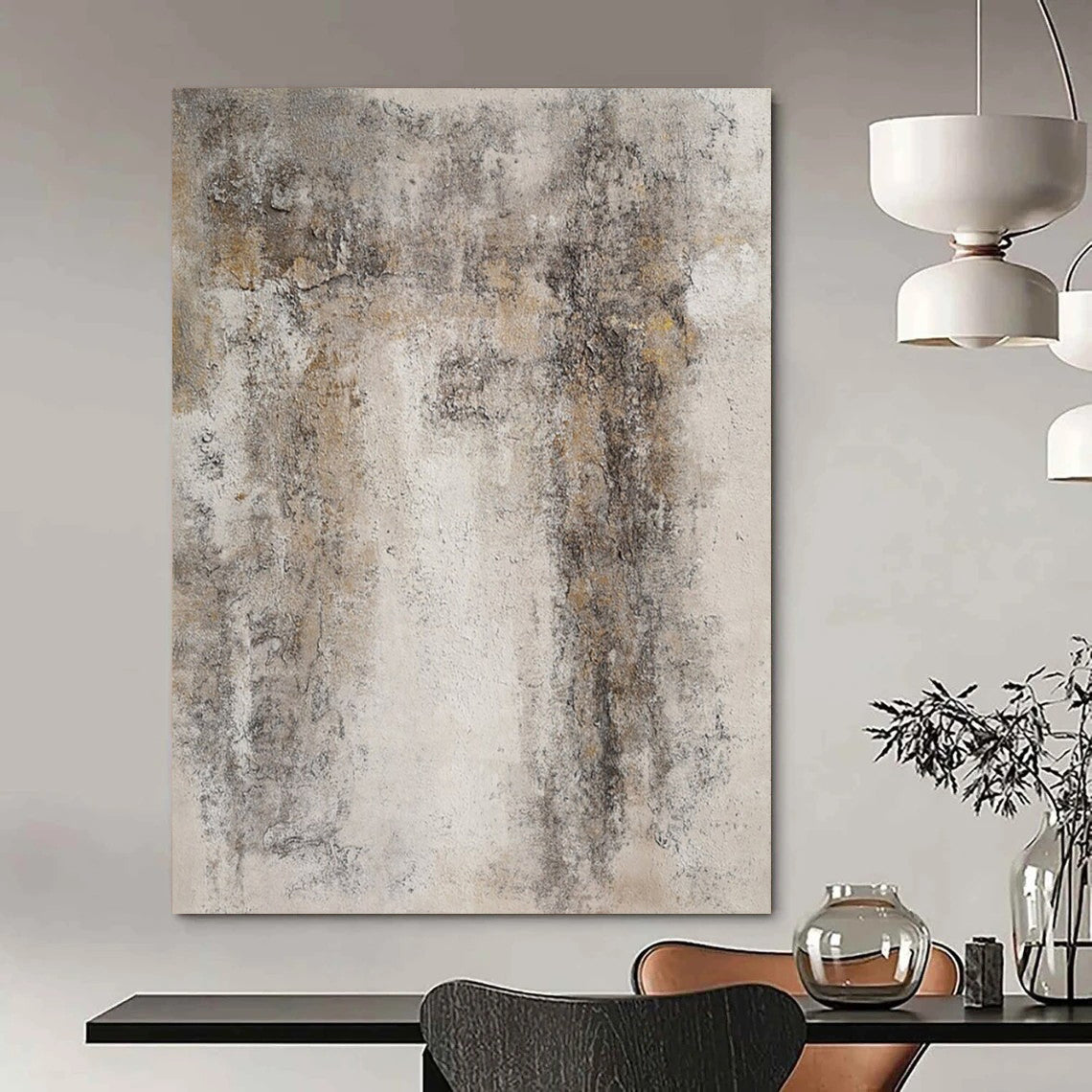 “Gray, Brown Textured Abstract ‘Worn Memories’” - Impasto Wall - Inspired Painting On Canvas DTP346