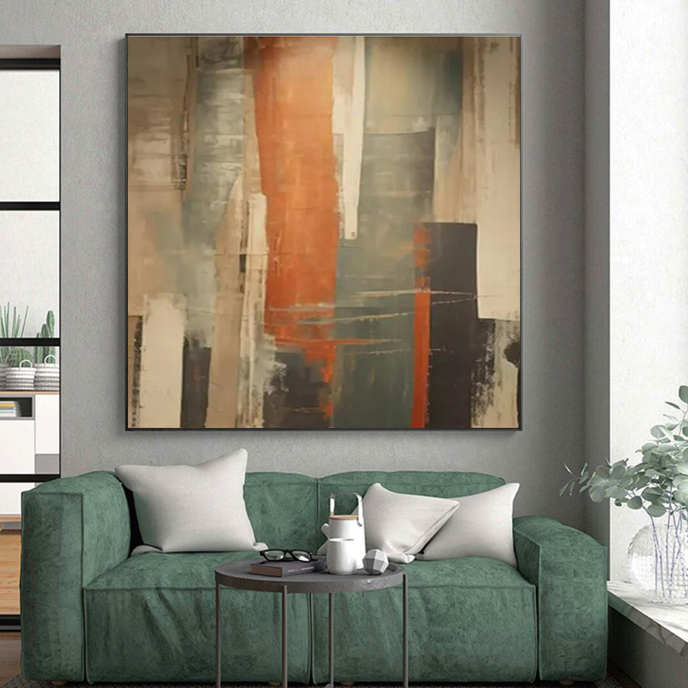 “Brown - Orange - Gray Abstract Layers” ,Abstract Acrylic Painting CT0813