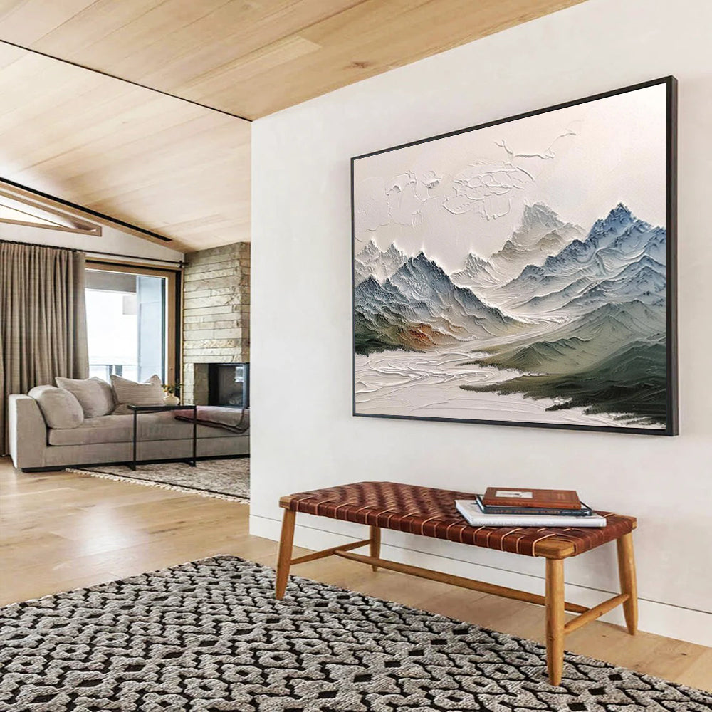 “Textured Mountain Range” Impasto Landscape Painting On Canvas DKH462