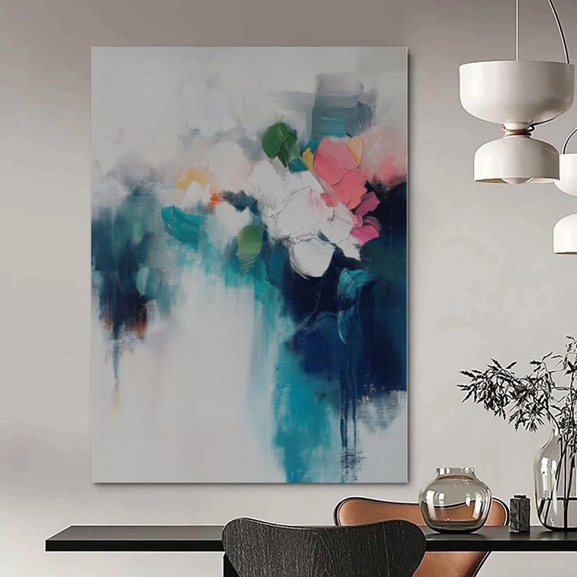 “Soft Colorful Flower Abstraction” – Abstract Still Life Painting CT1182