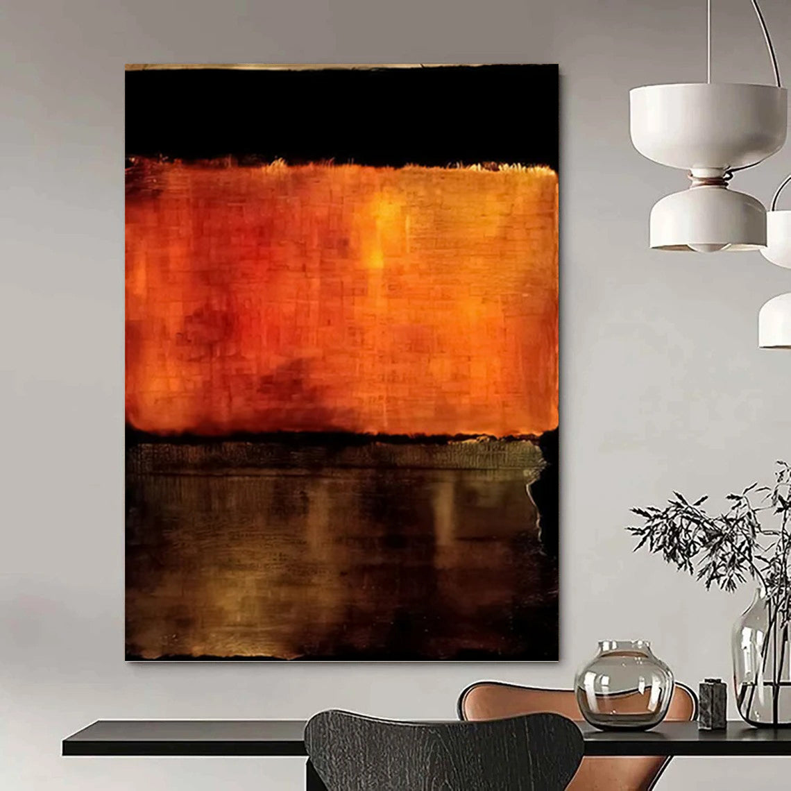 “Orange & Brown Textured Abstraction” - Textured Abstract Painting On Canvas DKH1612