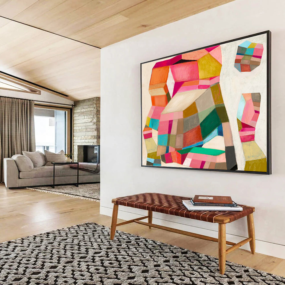 Colorful Geometric Shapes - Bold Forms and Vibrant Hues Painting On Canvas DKH070