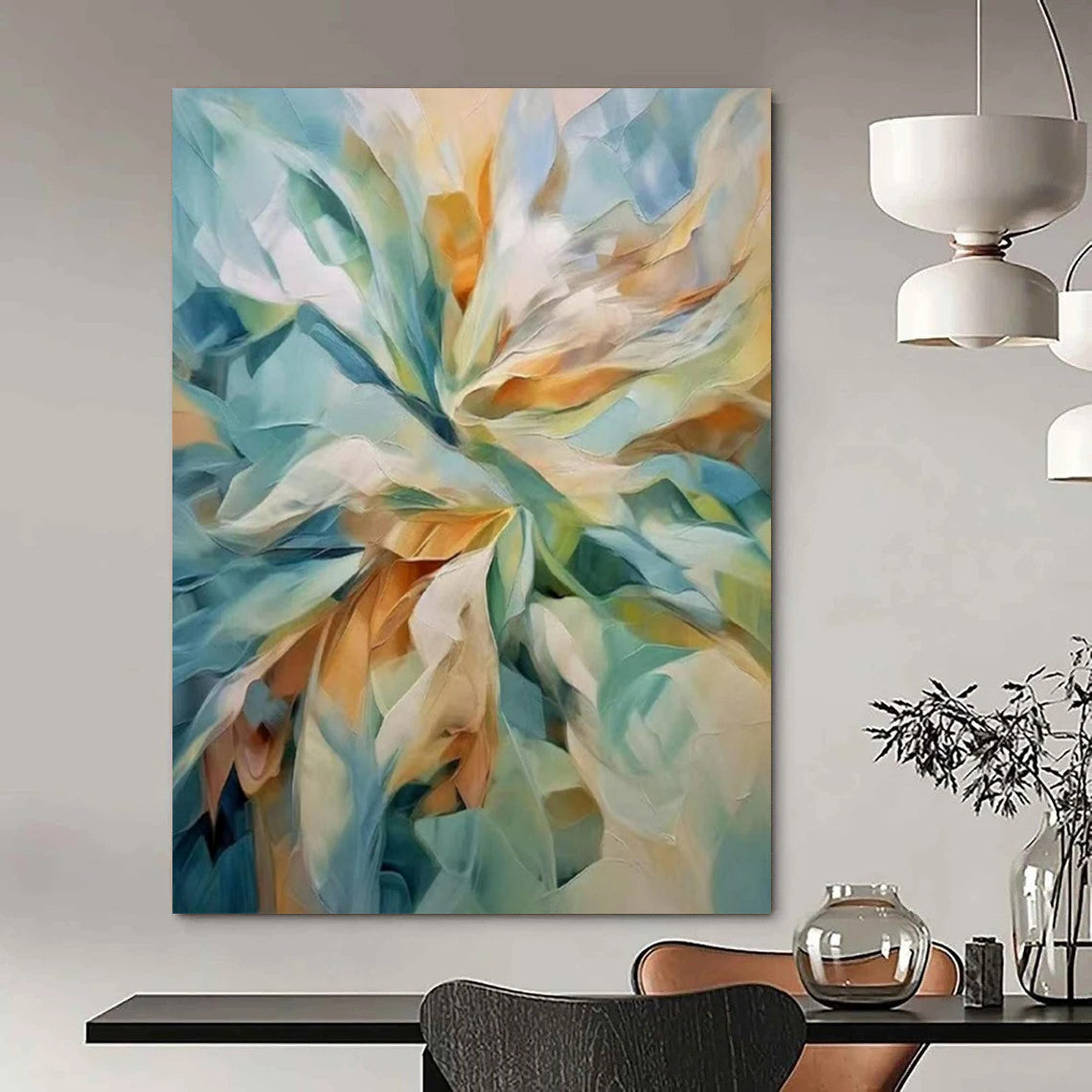 Colorful Floral Abstraction - Abstract Flower - Themed Painting On Canvas CT2271