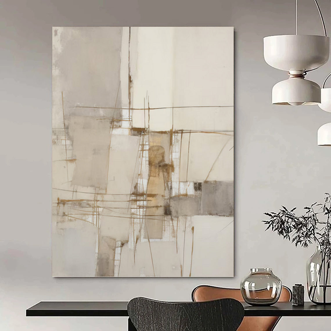 Minimalist Abstract with Delicate Lines - Abstract Painting On Canvas DKH1309