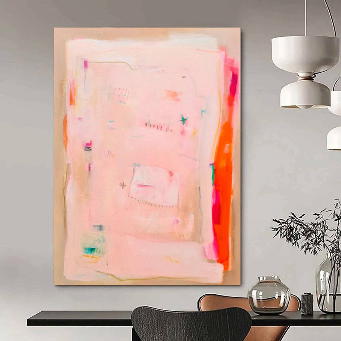 Soft Pinks, Subtle Details - "Blush Whispers" - Abstract Acrylic Painting CT1828
