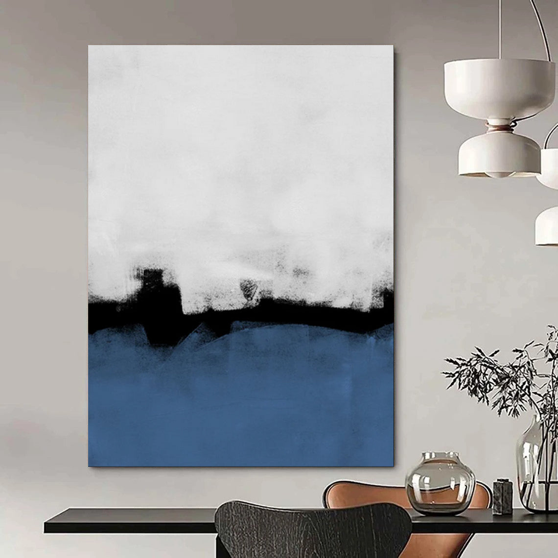 “Monochrome Blues and Whites - Minimalist Abstract” - Acrylic Abstract Art CT1964
