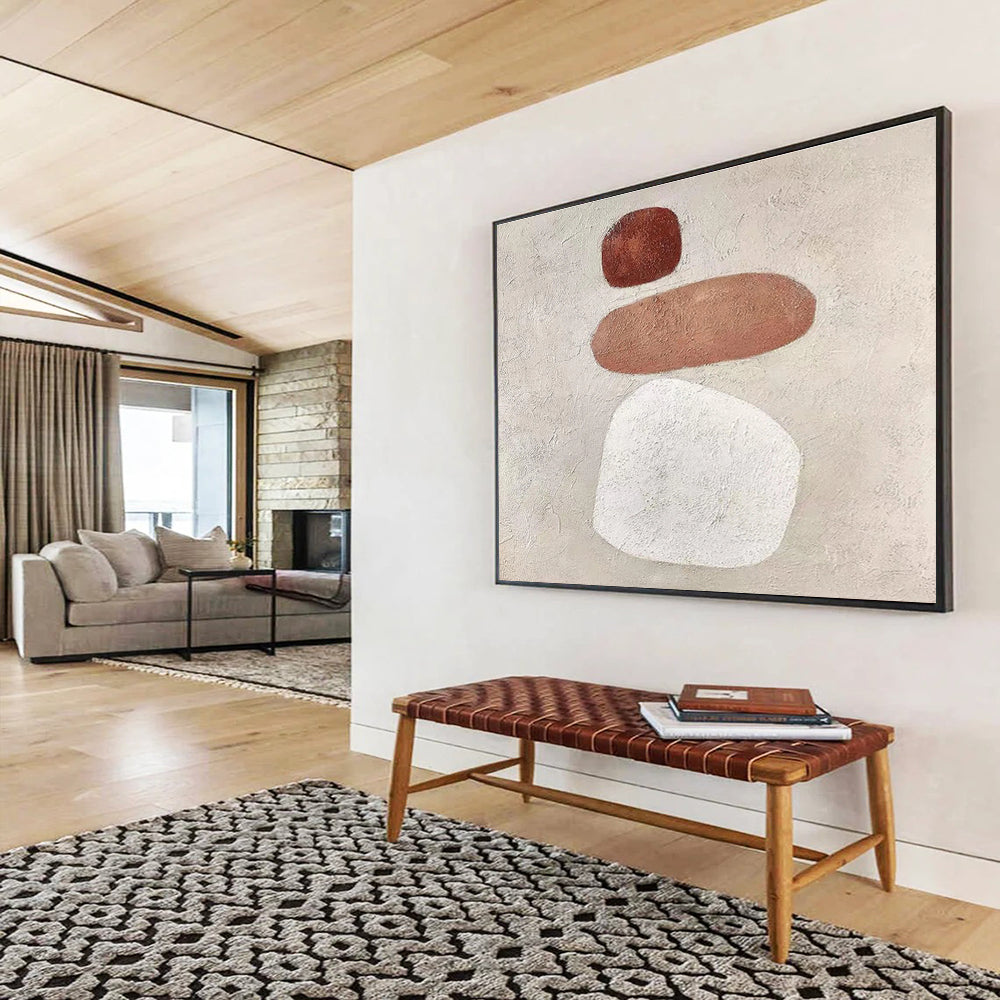 Minimalist Stone Forms - Textured Abstract Painting On Canvas DKH594