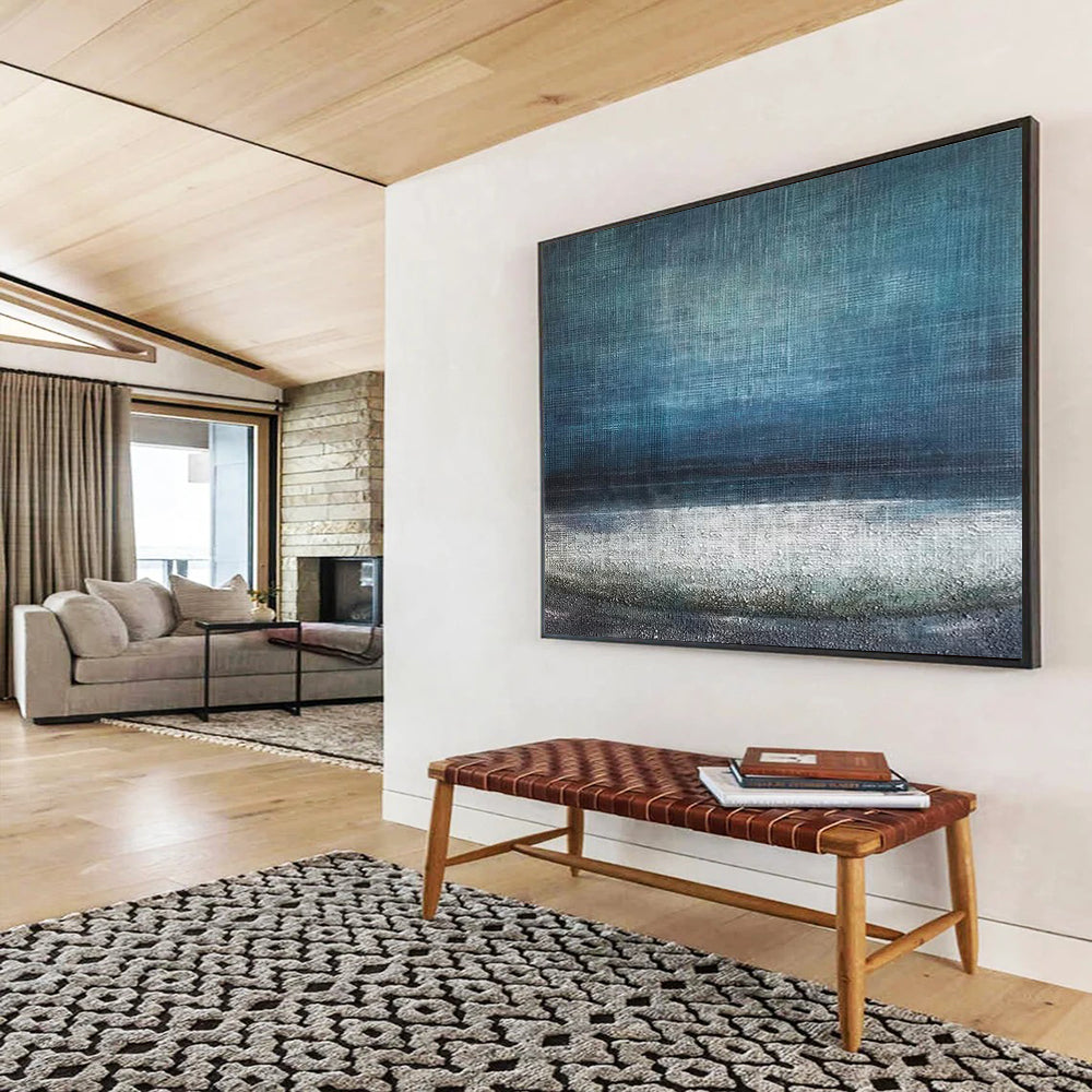 “Deep Blue Textured Seascape” Minimalist Seascape Painting On Canvas DLZ154