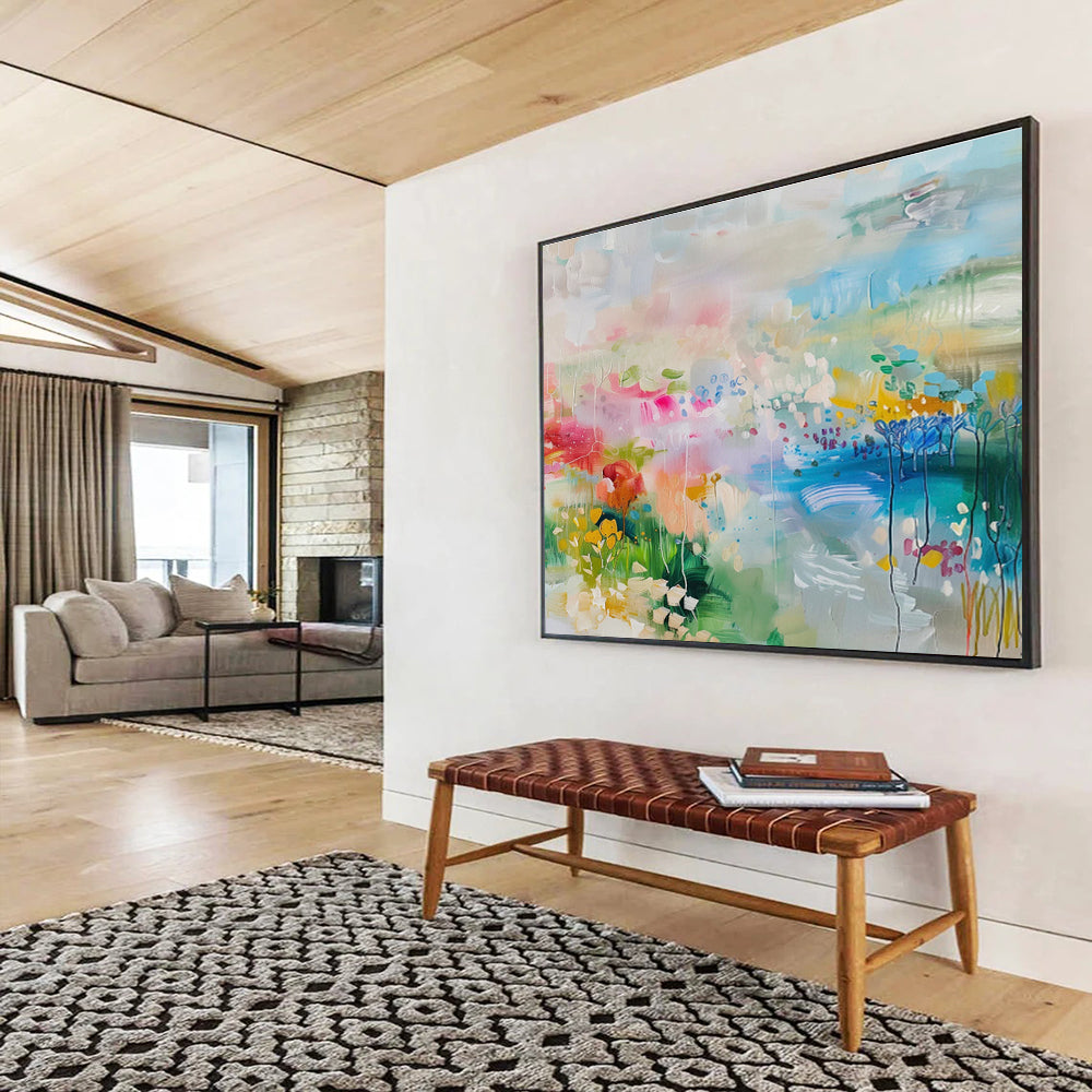“Colorful Garden Abstract” Abstract Acrylic Painting On Canvas DKH480