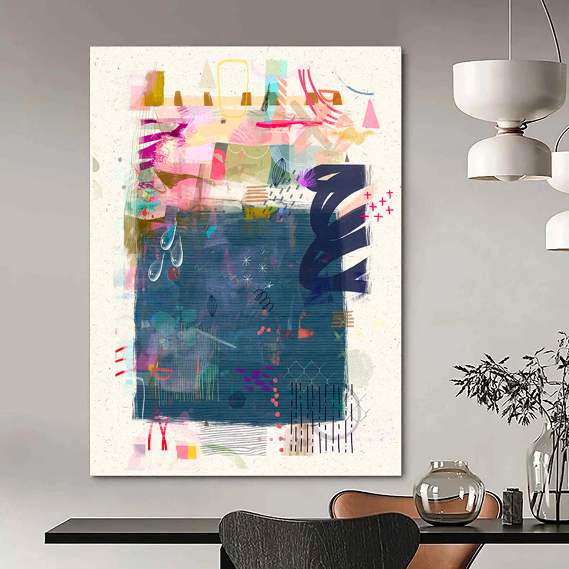 Colorful Collage, Whimsical Elements - "Dream Scrapbook" - Mixed - media Abstract Art CT1822