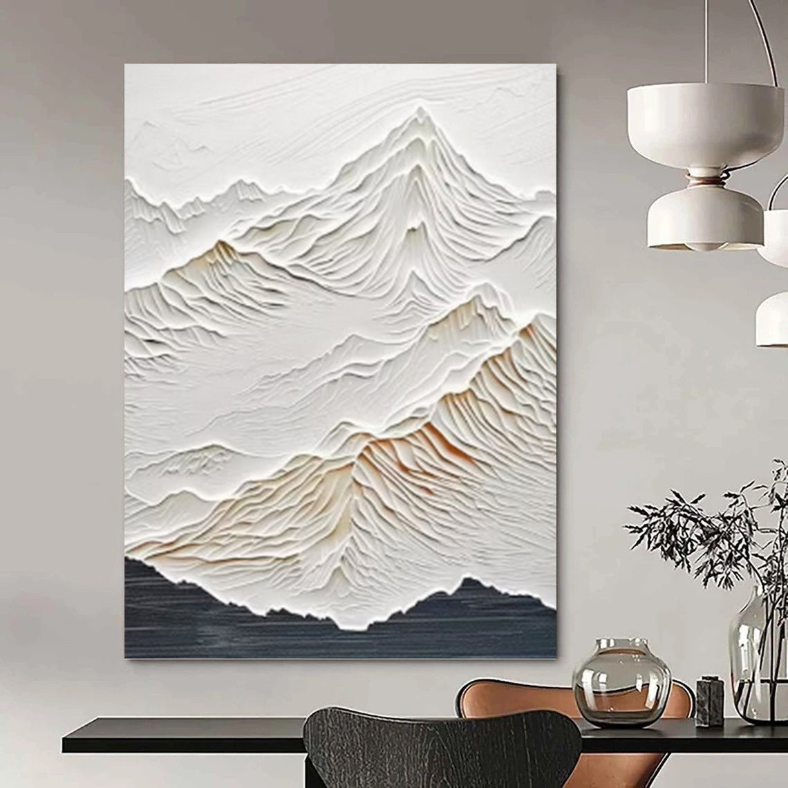 “White Textured Mountain Relief” Painting On Canvas DKH0985