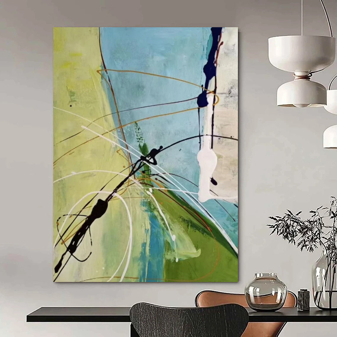 Colorful Line & Shape Abstract - Expressionist Line - Art Painting On Canvas CT2268