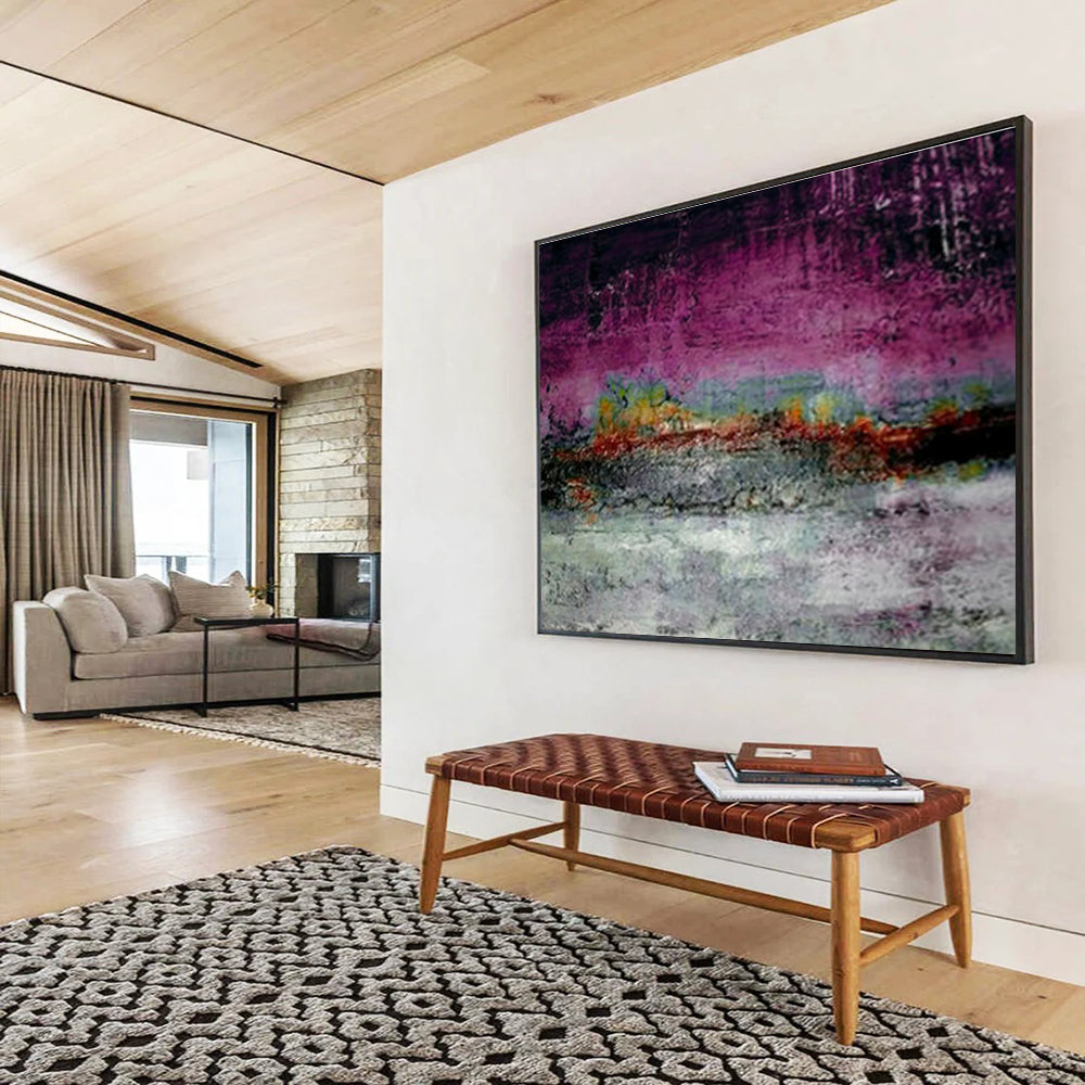 “Purple - Hued Textured Abstract” Abstract Impasto Painting On Canvas DKH391