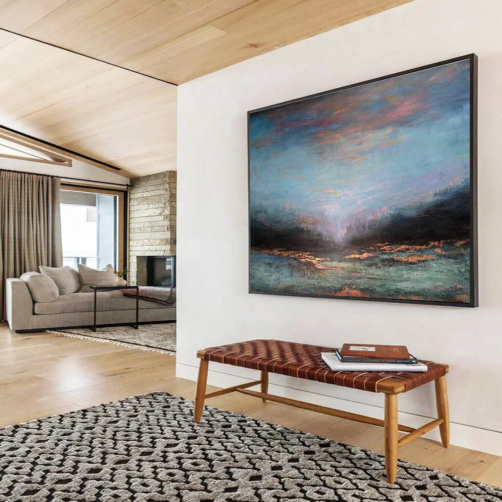 “Colorful Sky Over Glowing River” - Enchanting Landscape Painting On Canvas DKH780