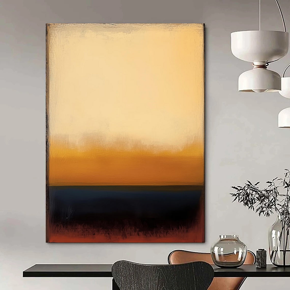 “Beige - Gold - Blue Gradient” - Minimalist Color Field Art CT1948