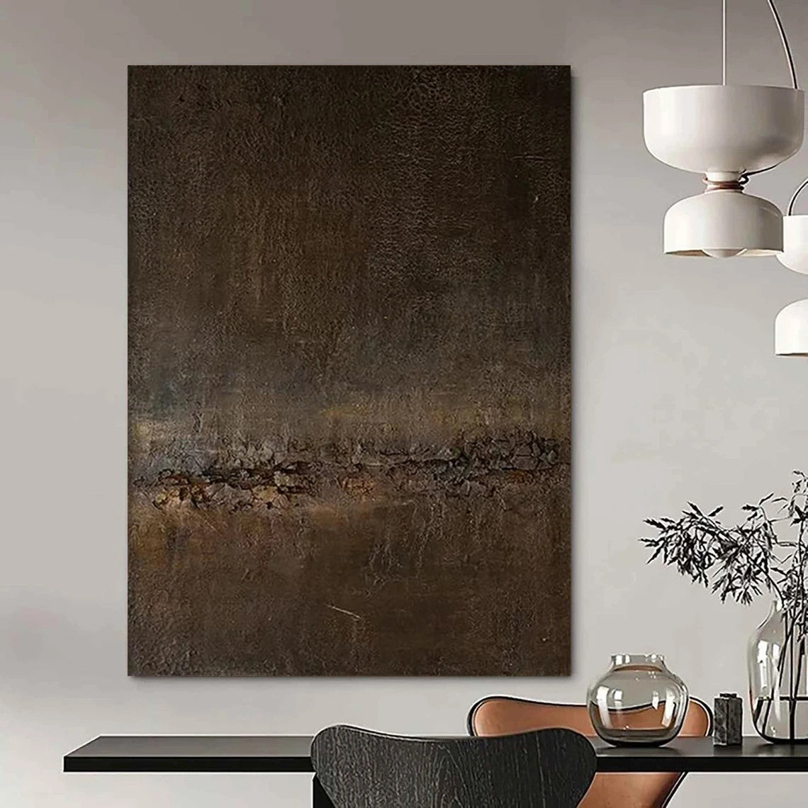 “Dark Textured Abstraction” - Minimalist Abstract Painting On Canvas DTP057