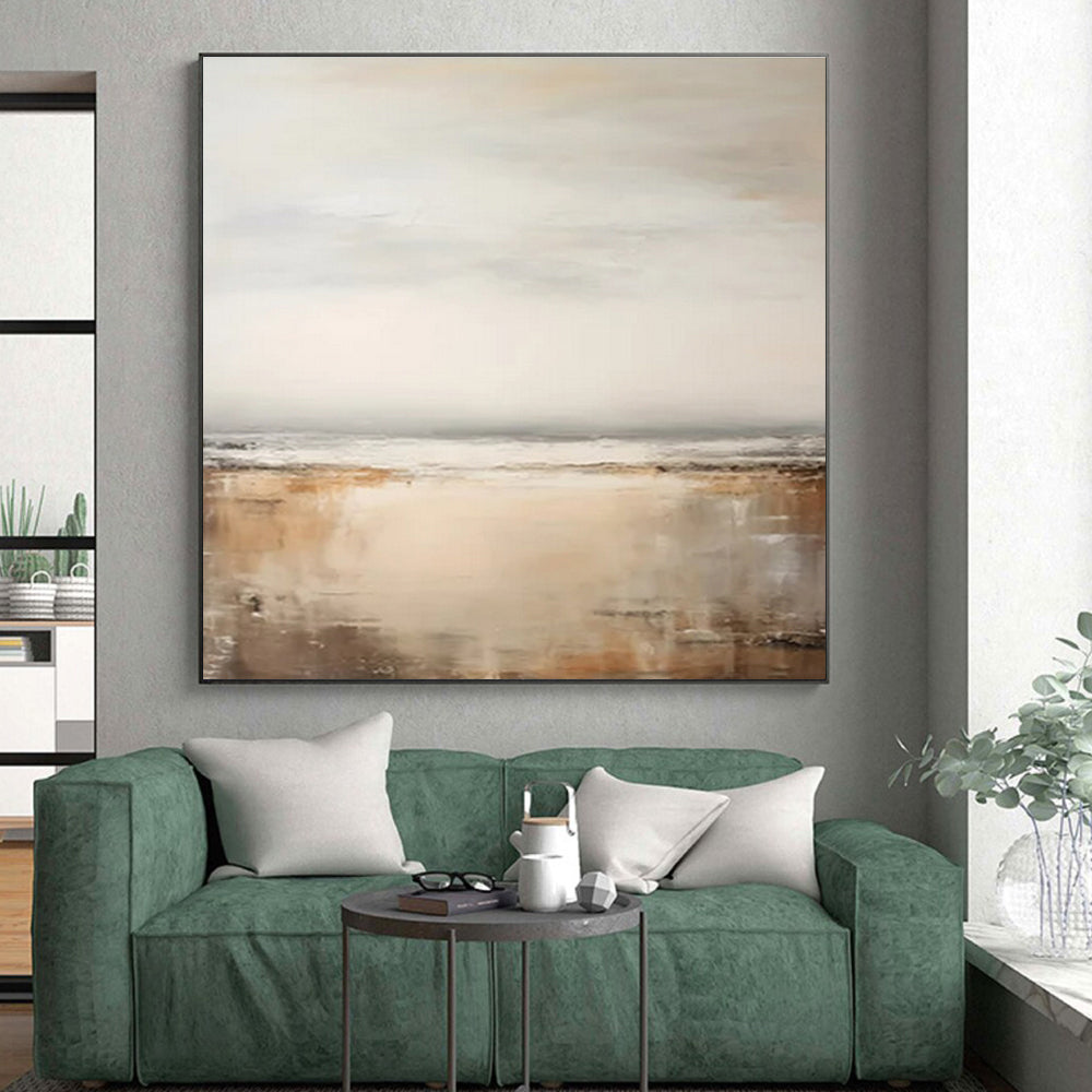“Beige - Gray Abstract Horizons” ,Abstract Landscape Painting CT0842