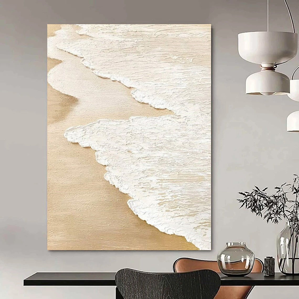 “Textured Sandy Shore Waves” – Impasto Seascape Painting CT1101