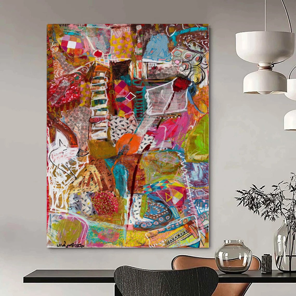 “Colorful Mixed - Media Collage” – Eclectic Mixed - Media Art CT1083