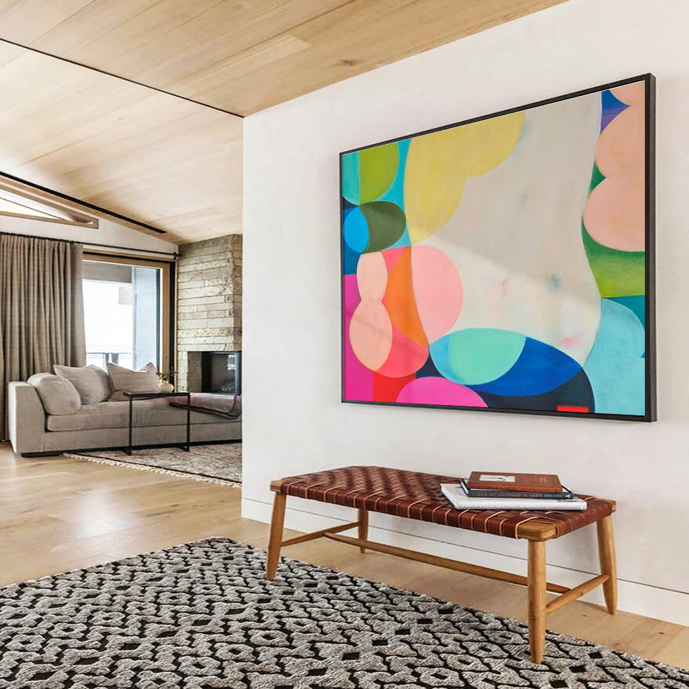 Colorful Geometric Abstract - Bold Shapes and Vibrant Hues Painting On Canvas DKH056