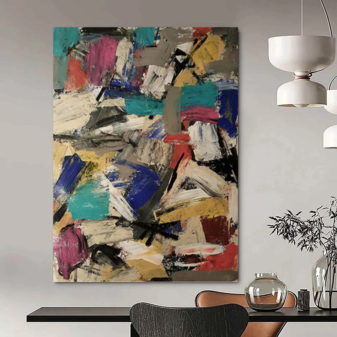 “Colorful Abstract Collision” - Vibrant Abstract Expressionist Painting DKH1039