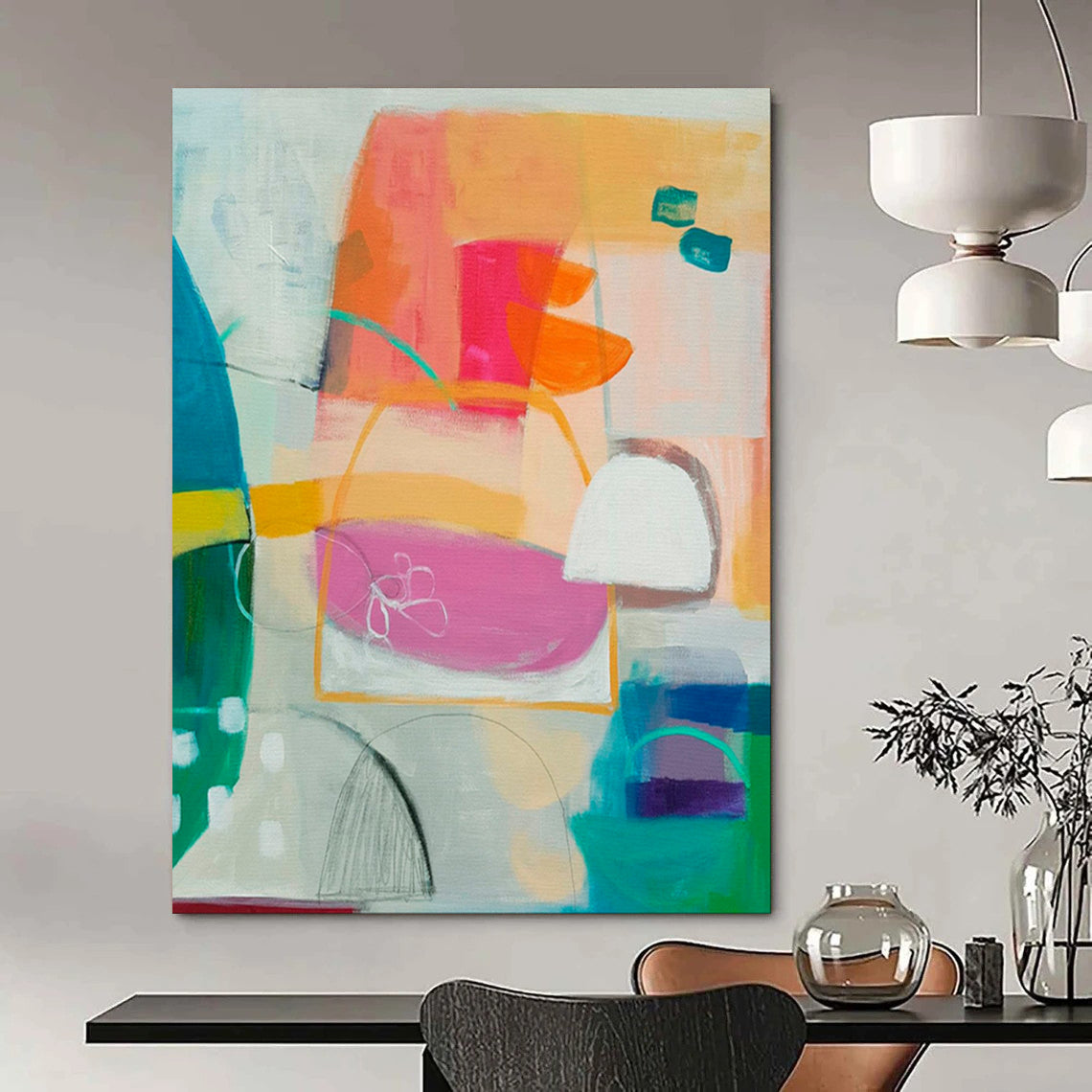 Bright Colors, Geometric Shapes - "Playful Geometry" - Abstract Acrylic Art CT1821