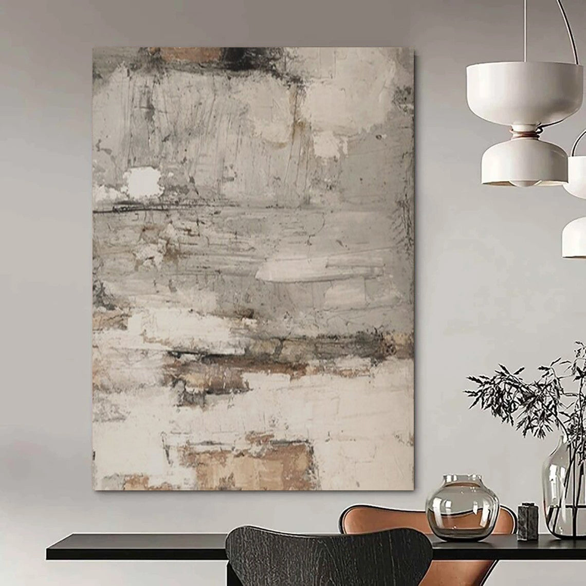“Gray - White & Brown Fragmented Repeat” – Abstract Repeat Art CT0973