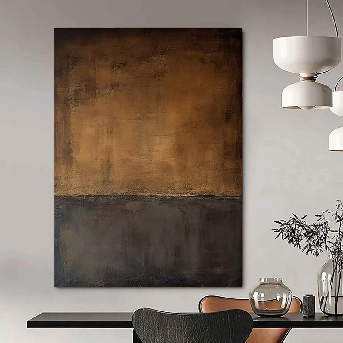 Two - tone Textured Abstract - Minimalist Textured Acrylic Painting CT1363