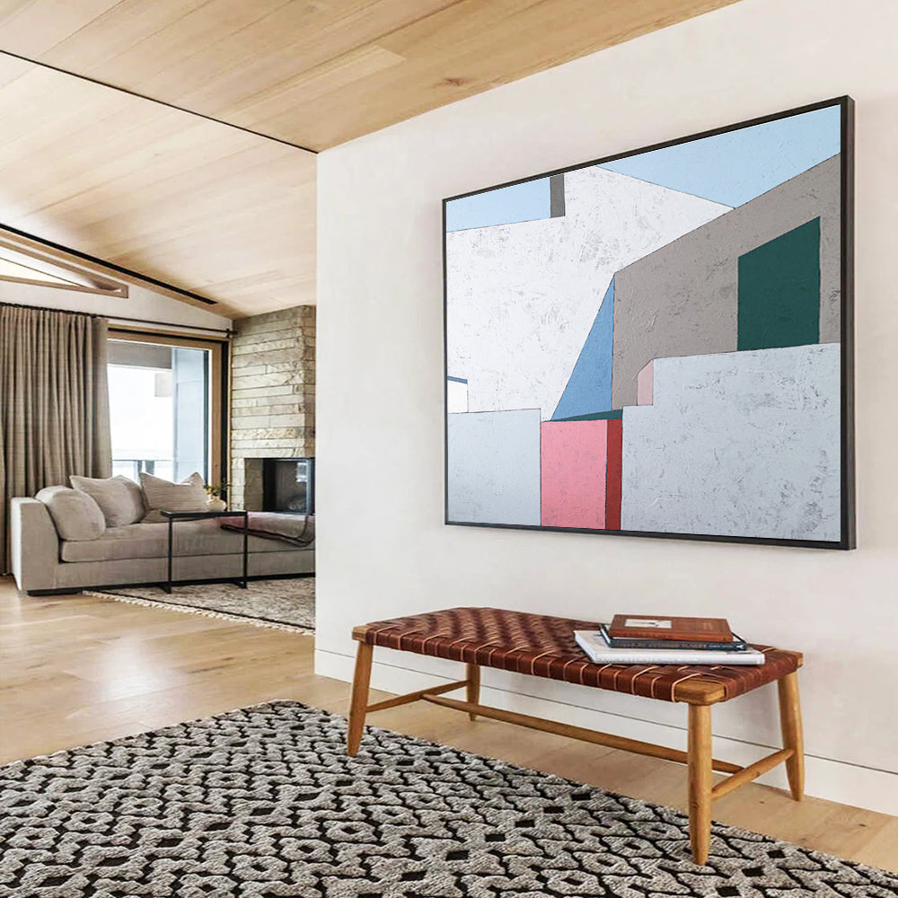 Pastel Shapes & Soft Edges in Blush, Beige, and Charcoal, Minimalist Abstract Painting On Canvas DKH572