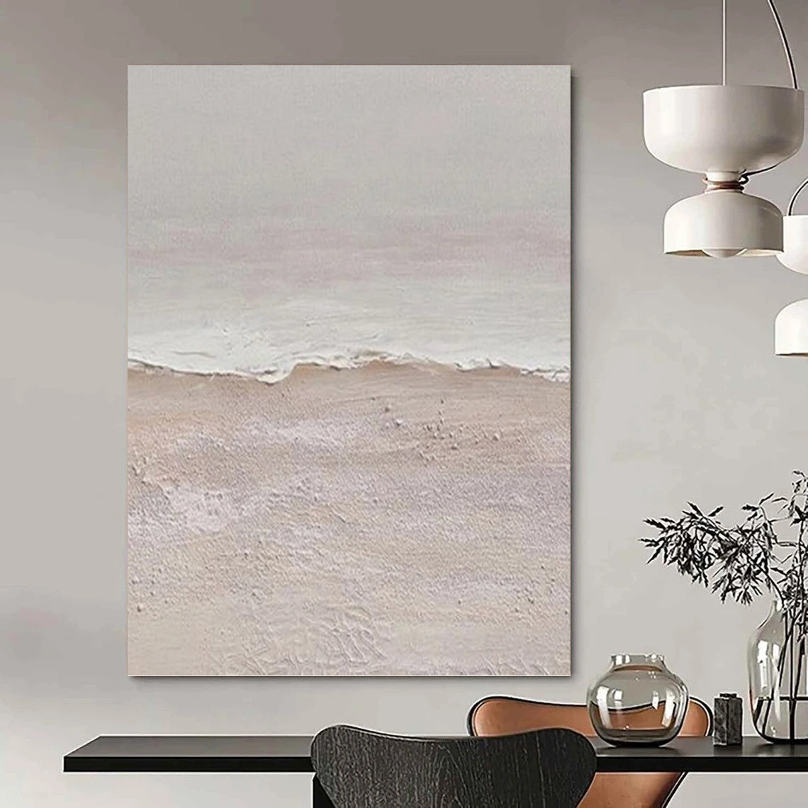 “Textured Beach Scene with Soft Tones” - Calming Landscape Painting On Canvas DKH1124
