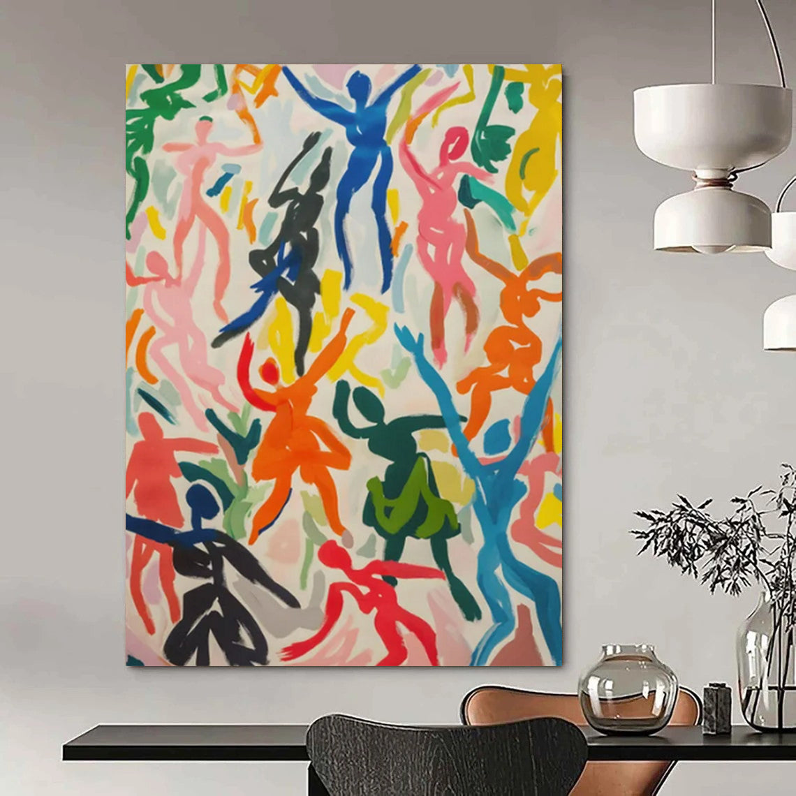 Colorful Dancing Figures - Expressionist People - Themed Painting On Canvas CT2257