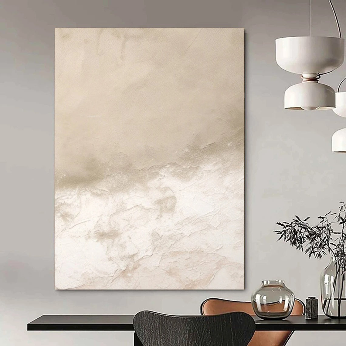 “Beige - White Textured Abstract” - Minimalist Abstract Painting On Canvas DTP078