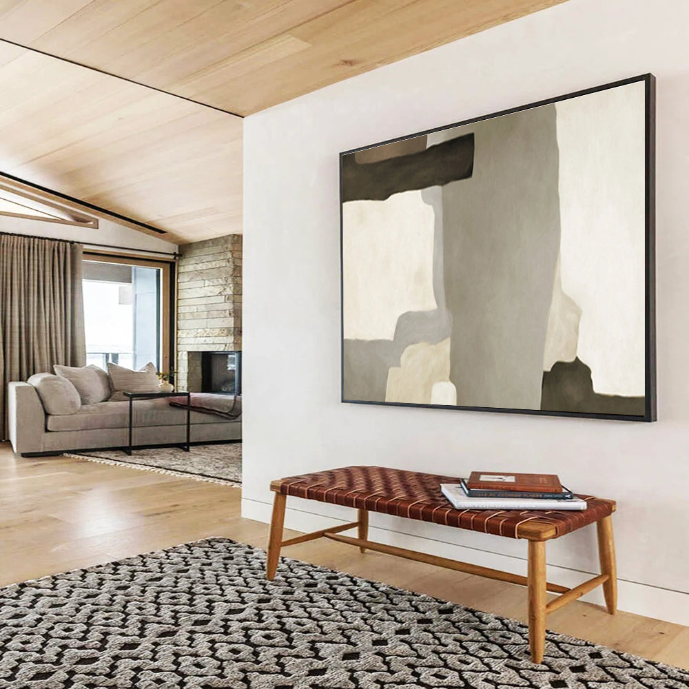 Neutral Geometric Forms - Minimalist Abstract Painting On Canvas DKH607