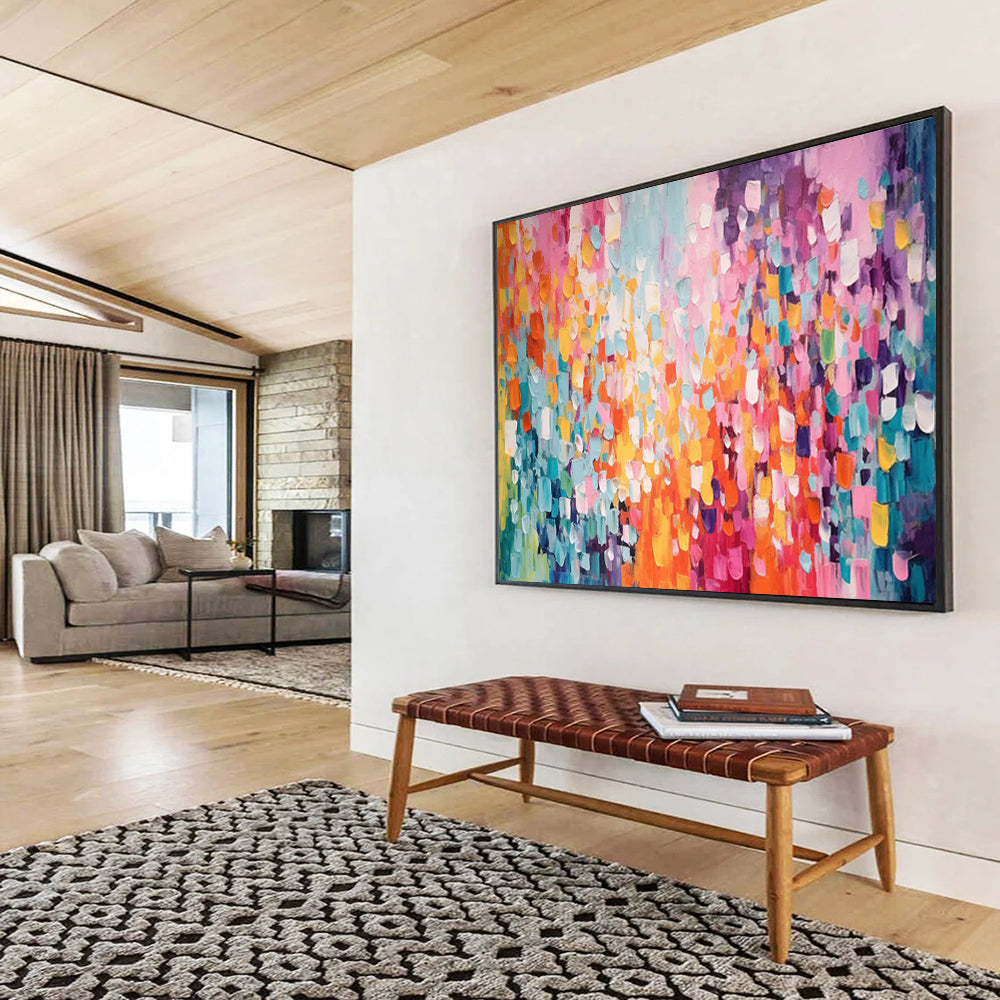 “Vibrant Color Block Party” Abstract Color Field Painting On Canvas DLZ158