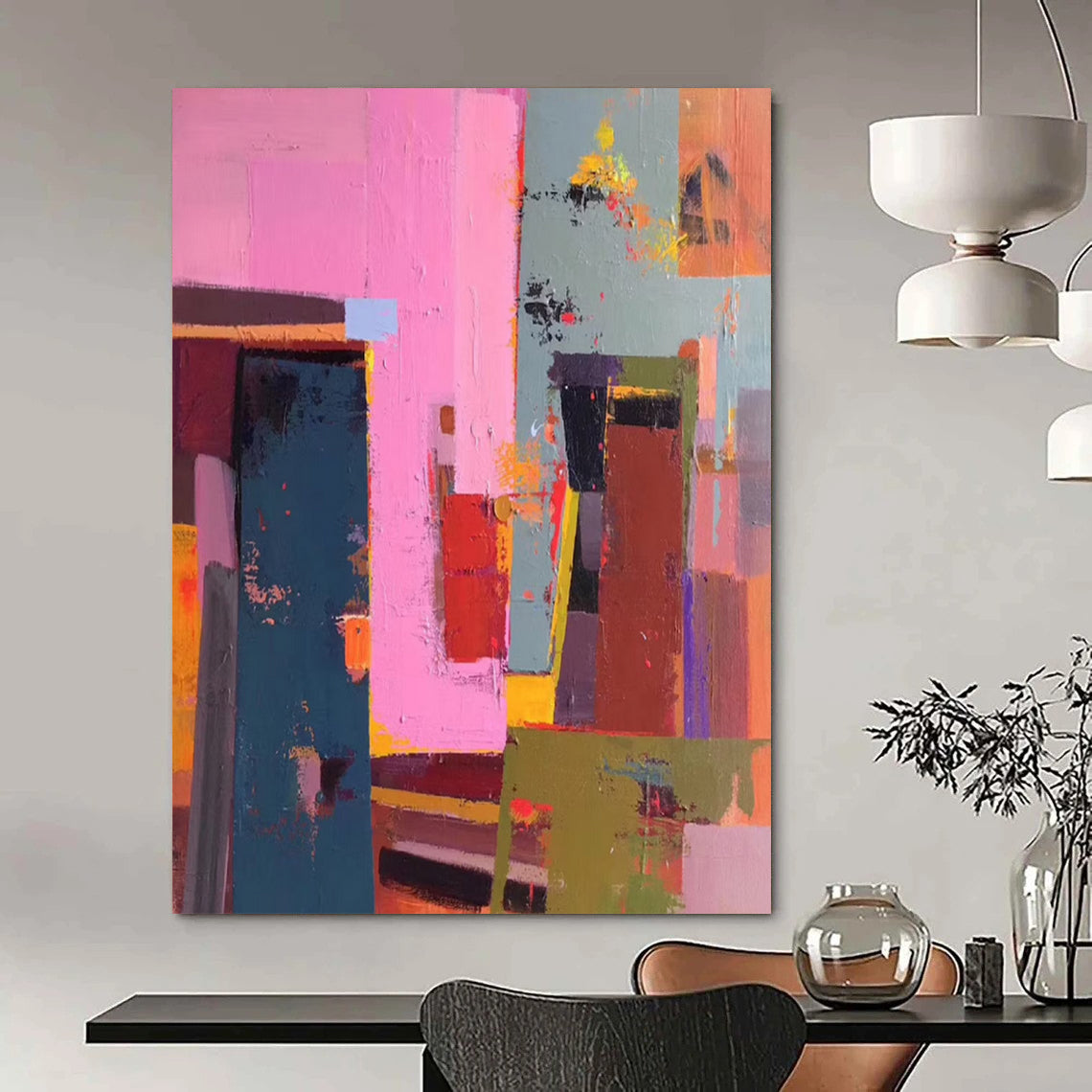 “Vibrant Cubist Blocks” - Abstract Cubist - Style Painting On Canvas DTP050