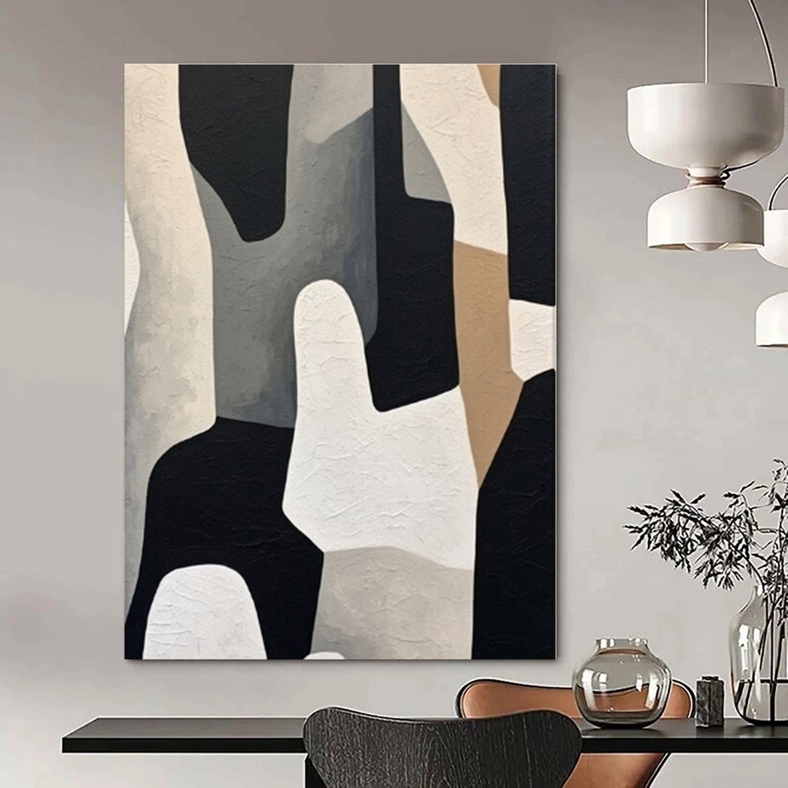 Neutral Geometric Shapes - Abstract Minimalist Acrylic CT1280