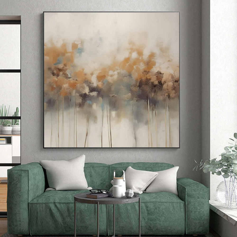 “Orange - Blue Abstract Florals” ,Abstract Oil Painting CT0824