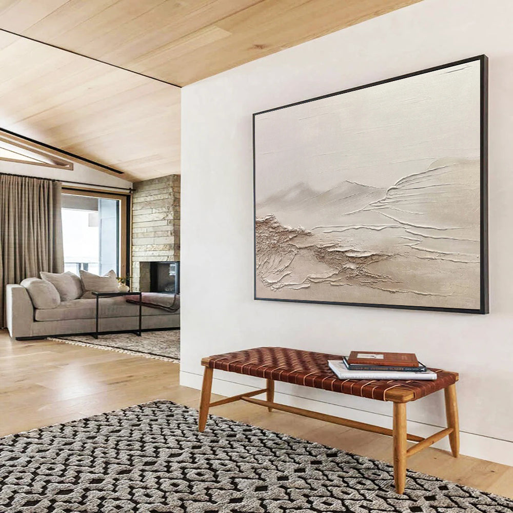 “Neutral Textured Landscape” Minimalist Impasto Painting On Canvas DKH465