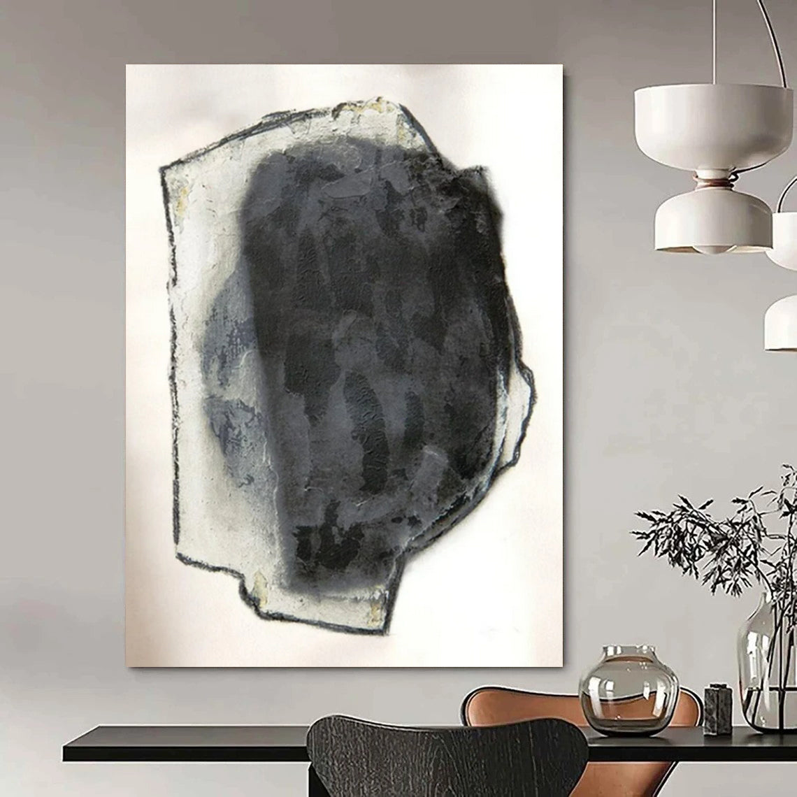 “Gray & Black Abstraction” - Subtle Abstract Painting On Canvas CT2252